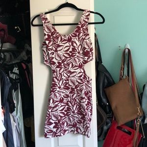 Printed Maroon and White Dress